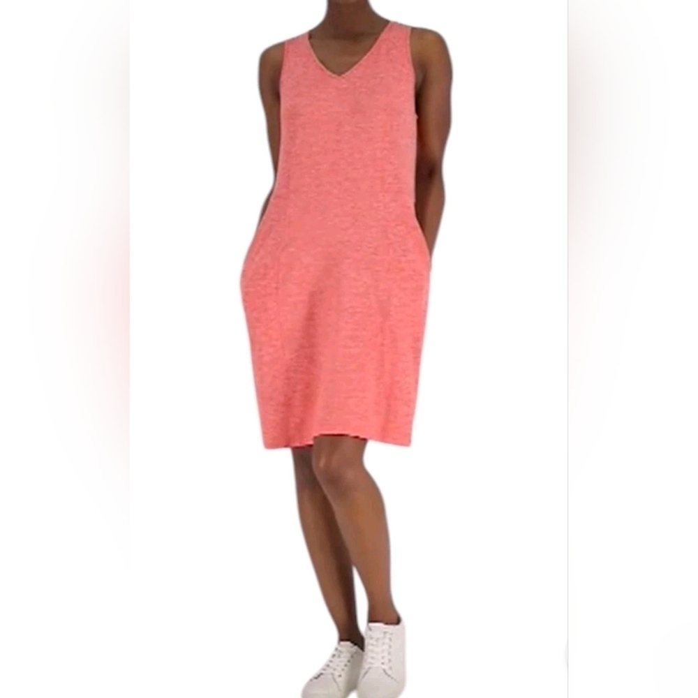 Zuda Sleeveless Stretch Z-Cool Active Fit Flare Dress w Pockets, Heather Pink XS